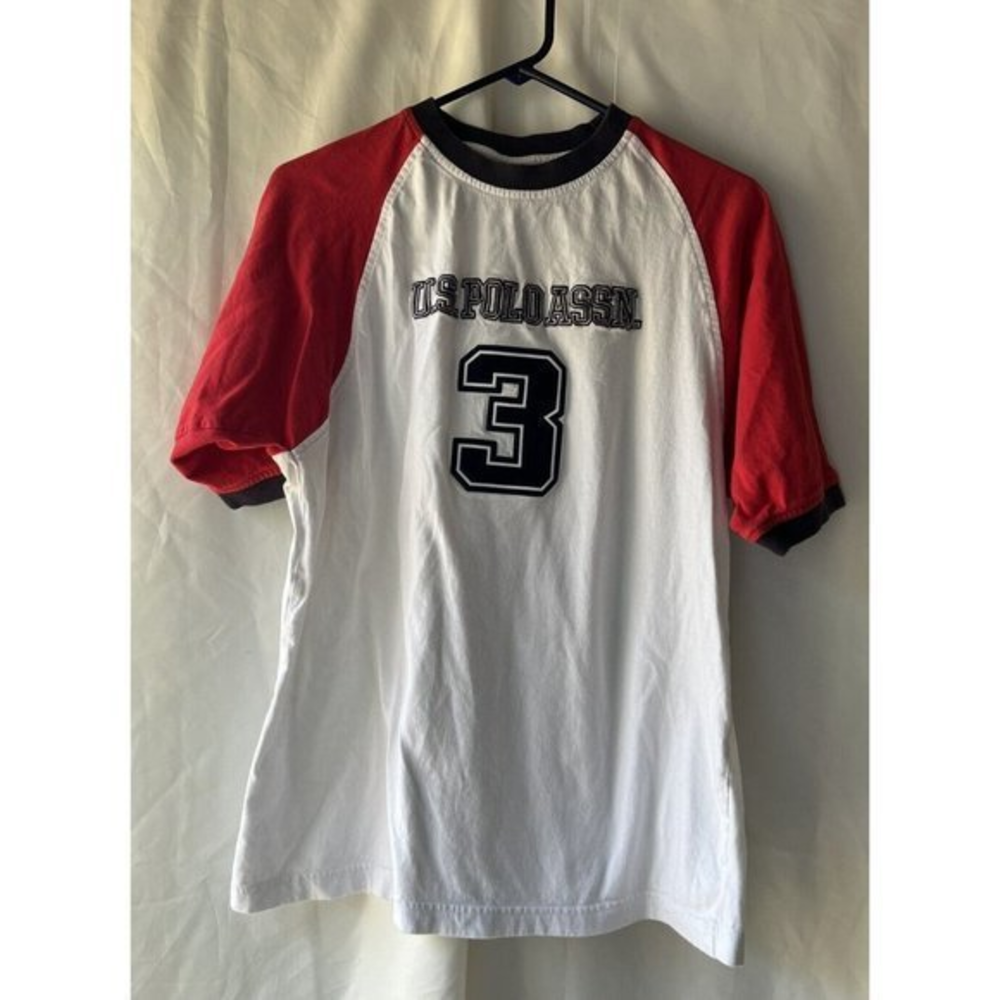 US Polo Assn Men's T Shirt XL S/S Crew Neck‎ Red White Blue Embroidered Logo